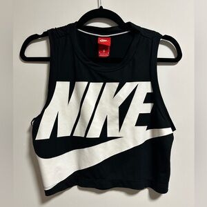 Nike Women's Black and White Logo Crop Top